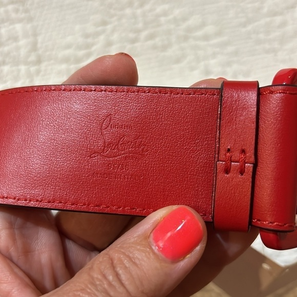 Christian Louboutin Red leather spike belt. NWT. Luxury Retro Studded Accessory main image 11